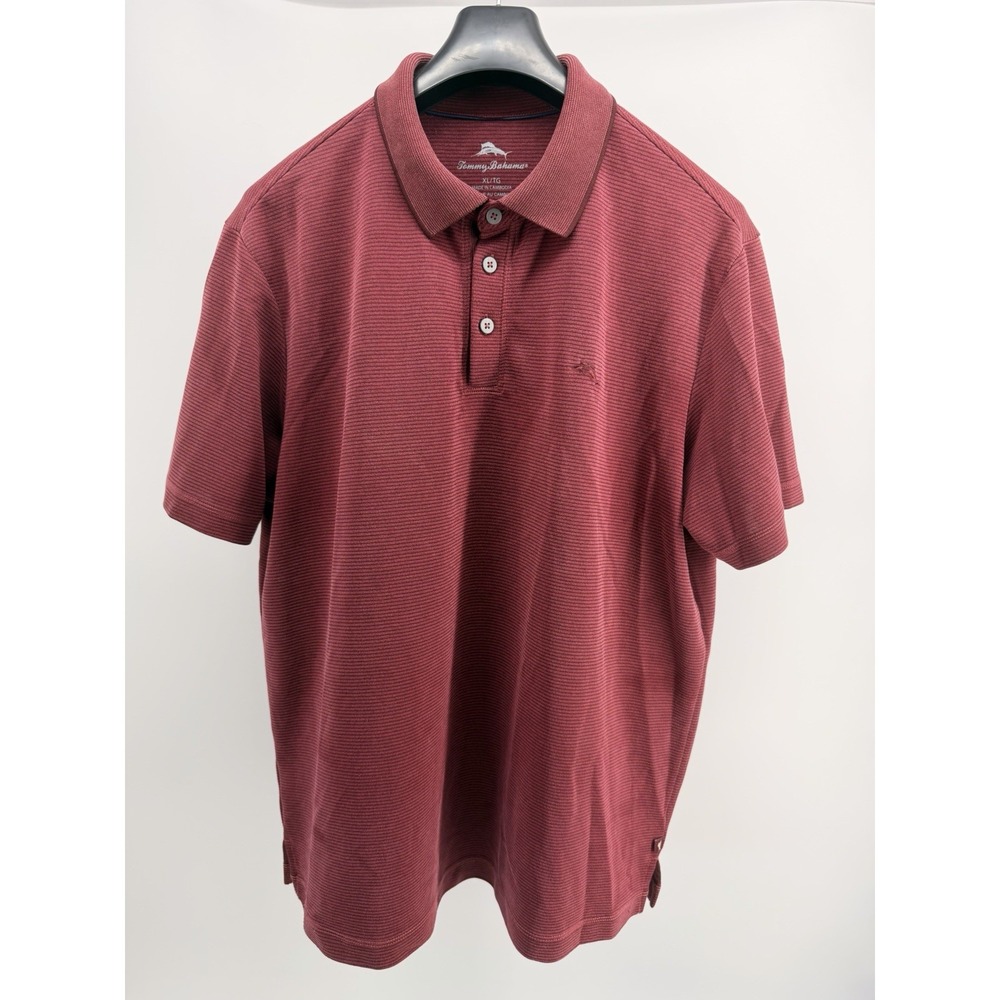 Tommy Bahama Mens Red Striped Polo XL